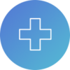 Cercle avec icône de croix représentant la stratégie d'hôpital pour la réduction des réadmissions et capturant le marché ambulatoire
