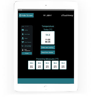 Tablet mockup of temperature verifications on aTouchAway application
